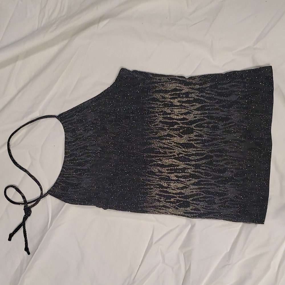 Rave Size small backless glitter Halter top